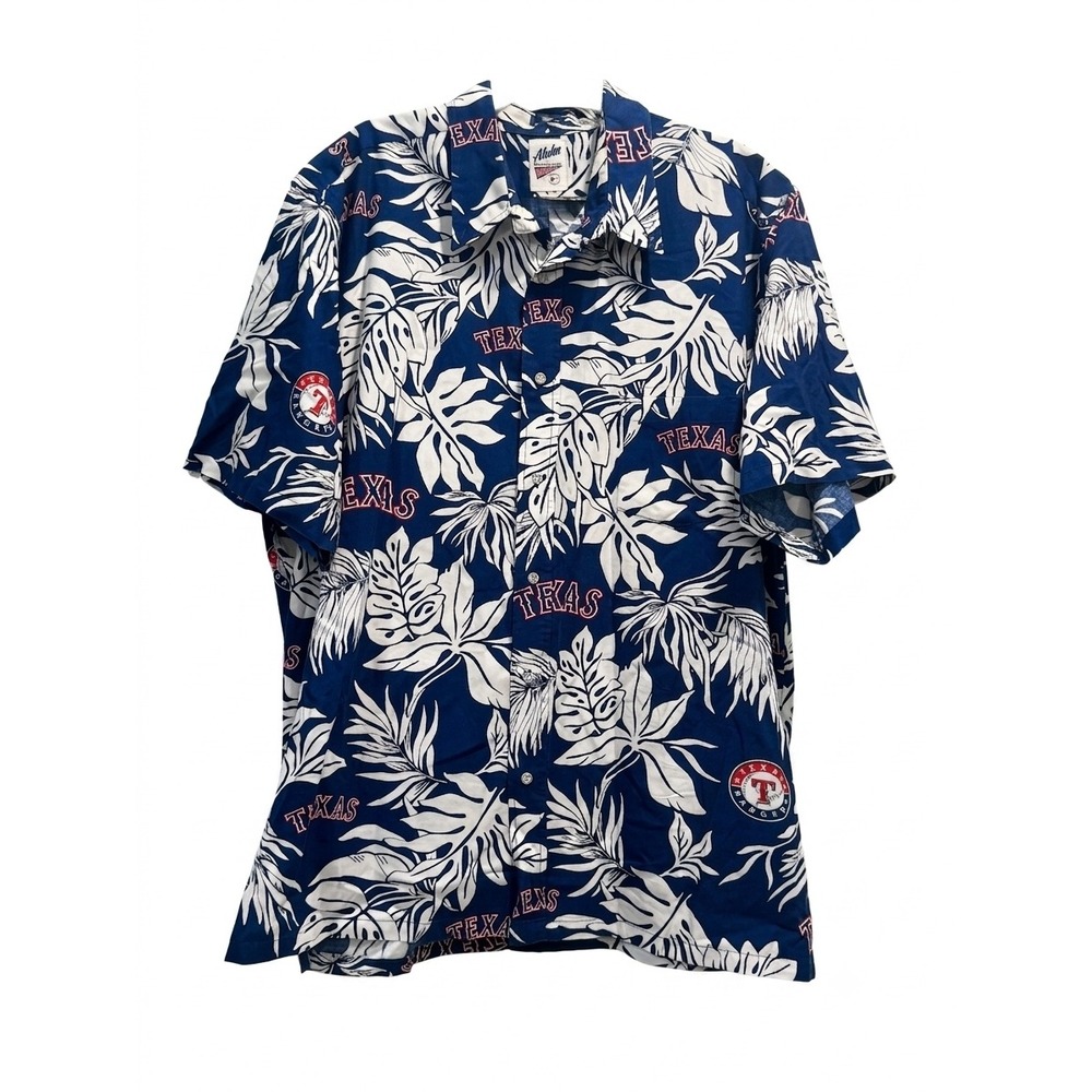 Reyn Spooner Texas Rangers MLB Aloha Shirt Mens‎ XXL Blue Floral Tropical Cotton